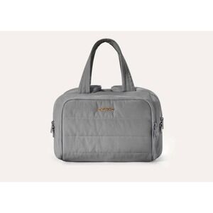 BAGSMART Crush Toiletry Bag Grey Quilted Travel Makeup Organizer
